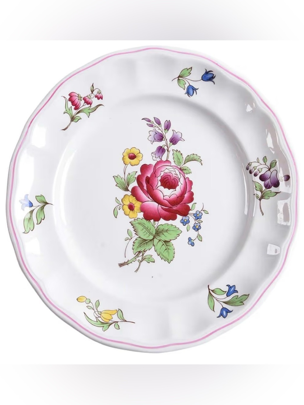 Set of 6 Spode Marlborough Sprays bread butter plates floral w/ scalloped edges